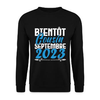 Annonce grossesse. bientôt Cousin Septembre 2023. - Sweat-shirt Unisexe - noir - Devant - Alina (178cm) & Michal (187cm)