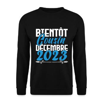 Annonce grossesse. bientôt Cousin Décembre 2023. - Sweat-shirt Unisexe - noir - Devant - Alina (178cm) & Michal (187cm)