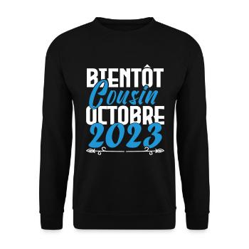 Annonce grossesse. bientôt Cousin Octobre 2023. - Sweat-shirt Unisexe - noir - Devant - Alina (178cm) & Michal (187cm)