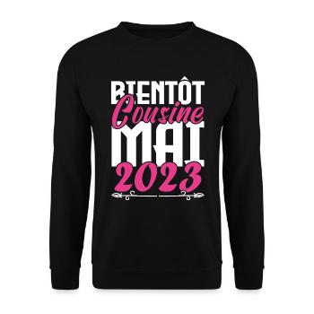 Annonce grossesse. bientôt Cousine Mai 2023. - Sweat-shirt Unisexe - noir - Devant - Alina (178cm) & Michal (187cm)
