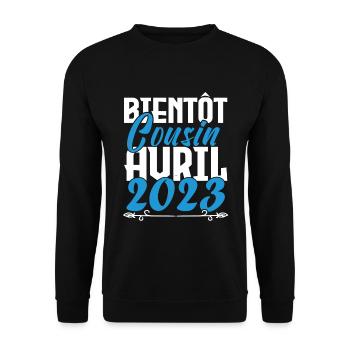 Annonce grossesse. bientôt Cousin Avril 2023. - Sweat-shirt Unisexe - noir - Devant - Alina (178cm) & Michal (187cm)