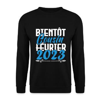 Annonce grossesse bientôt Cousin Février 2023. - Sweat-shirt Unisexe - noir - Devant - Alina (178cm) & Michal (187cm)