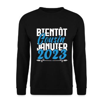 Annonce grossesse. bientôt Cousin janvier 2023. - Sweat-shirt Unisexe - noir - Devant - Alina (178cm) & Michal (187cm)