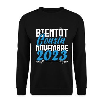Annonce grossesse. bientôt Cousin Novembre 2023. - Sweat-shirt Unisexe - noir - Devant - Alina (178cm) & Michal (187cm)