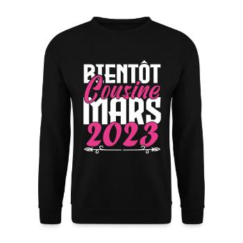 Annonce grossesse. bientôt Cousine Mars 2023. - Sweat-shirt Unisexe - noir - Devant - Alina (178cm) & Michal (187cm)