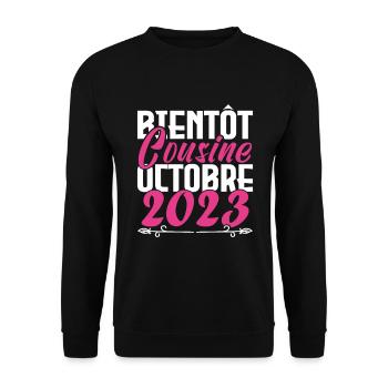 Annonce grossesse. bientôt Cousine Octobre 2023. - Sweat-shirt Unisexe - noir - Devant - Alina (178cm) & Michal (187cm)