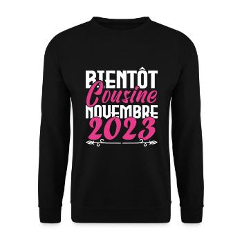 Annonce grossesse. bientôt Cousine Novembre 2023. - Sweat-shirt Unisexe - noir - Devant - Alina (178cm) & Michal (187cm)