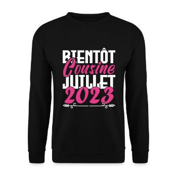 Annonce grossesse. bientôt Cousine Juillet 2023. - Sweat-shirt Unisexe - noir - Devant - Alina (178cm) & Michal (187cm)