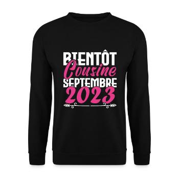 Annonce grossesse. bientôt Cousine Septembre 2023. - Sweat-shirt Unisexe - noir - Devant - Alina (178cm) & Michal (187cm)