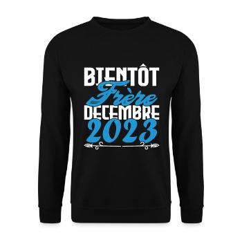 Annonce grossesse. bientôt Frère Décembre 2023. - Sweat-shirt Unisexe - noir - Devant - Alina (178cm) & Michal (187cm)