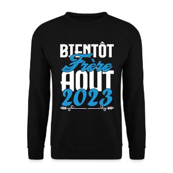 Cadeau Annonce grossesse. bientôt Frère Aout 2023. - Sweat-shirt Unisexe - noir - Devant - Alina (178cm) & Michal (187cm)