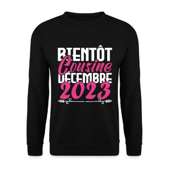Annonce grossesse. bientôt Cousine Décembre 2023. - Sweat-shirt Unisexe - noir - Devant - Alina (178cm) & Michal (187cm)