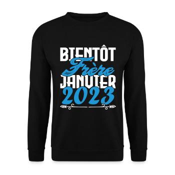 Annonce grossesse. bientôt Frère Janvier 2023. - Sweat-shirt Unisexe - noir - Devant - Alina (178cm) & Michal (187cm)