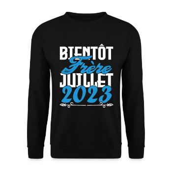 Annonce grossesse. bientôt Frère Juillet 2023. - Sweat-shirt Unisexe - noir - Devant - Alina (178cm) & Michal (187cm)