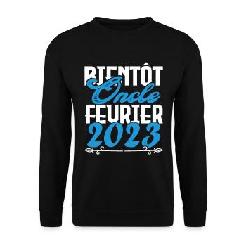 Annonce grossesse. bientôt Oncle Février 2023. - Sweat-shirt Unisexe - noir - Devant - Alina (178cm) & Michal (187cm)