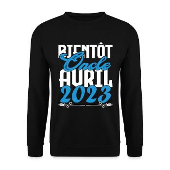 Annonce grossesse. bientôt Oncle Avril 2023. - Sweat-shirt Unisexe - noir - Devant - Alina (178cm) & Michal (187cm)
