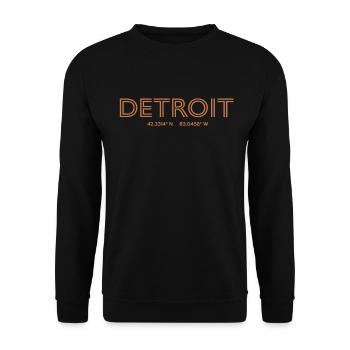 Coordonnées de la ville des États-Unis - Détroit - Sweat-shirt Unisexe - noir - Devant - Alina (178cm) & Michal (187cm)