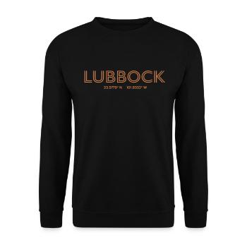 Coordonnées de la ville des États-Unis - Lubbock - Sweat-shirt Unisexe - noir - Devant - Alina (178cm) & Michal (187cm)