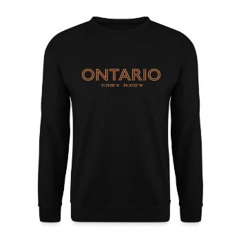 USA Stadt Koordinaten - Ontario - Unisex Pullover - Schwarz - Vorne - Alina (178cm) & Michal (187cm)