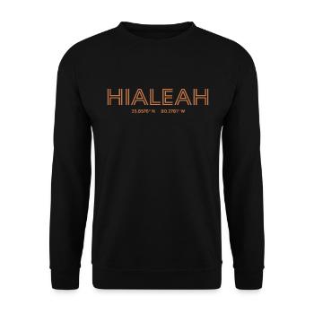 USA Stadt Koordinaten - Hialeah - Unisex Pullover - Schwarz - Vorne - Alina (178cm) & Michal (187cm)