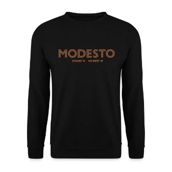 Coordonnées de la ville des États-Unis - Modesto - Sweat-shirt Unisexe - noir - Devant - Alina (178cm) & Michal (187cm)