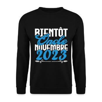 Annonce grossesse. bientôt Oncle Novembre 2023. - Sweat-shirt Unisexe - noir - Devant - Alina (178cm) & Michal (187cm)