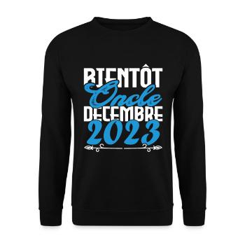 Annonce grossesse. bientôt Oncle Décembre 2023. - Sweat-shirt Unisexe - noir - Devant - Alina (178cm) & Michal (187cm)
