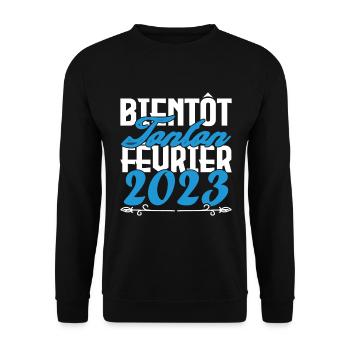 Annonce grossesse bientôt Tonton Février 2023 - Sweat-shirt Unisexe - noir - Devant - Alina (178cm) & Michal (187cm)