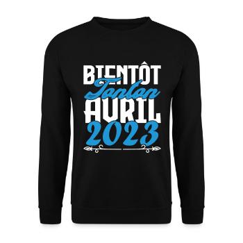 Cadeau Annonce grossesse bientôt Tonton Avril 2023 - Sweat-shirt Unisexe - noir - Devant - Alina (178cm) & Michal (187cm)