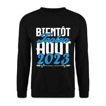 Cadeau Annonce grossesse bientôt Tonton Aout 2023. - Sweat-shirt Unisexe - noir - Devant - Alina (178cm) & Michal (187cm)