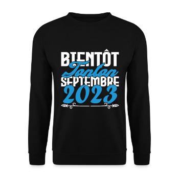 Annonce grossesse. bientôt Tonton Septembre 2023. - Sweat-shirt Unisexe - noir - Devant - Alina (178cm) & Michal (187cm)
