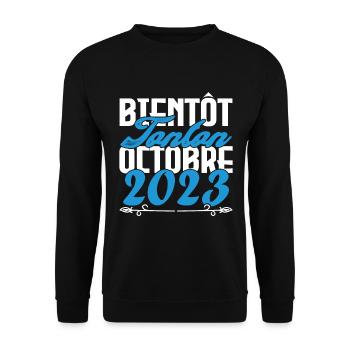 Annonce grossesse. bientôt Tonton Octobre 2023. - Sweat-shirt Unisexe - noir - Devant - Alina (178cm) & Michal (187cm)