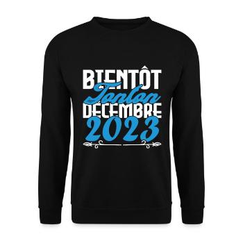 Annonce grossesse. bientôt Tonton Décembre 2023. - Sweat-shirt Unisexe - noir - Devant - Alina (178cm) & Michal (187cm)