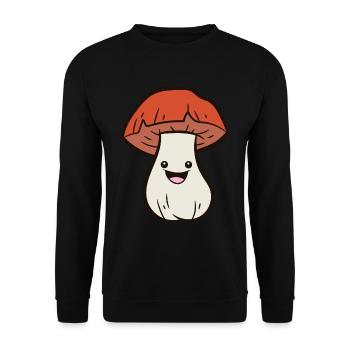 Mushroom - Happy Mushroom - Unisex Pullover - Schwarz - Vorne - Alina (178cm) & Michal (187cm)