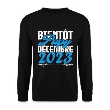 Annonce grossesse bientôt Papy Décembre 2023 - Sweat-shirt Unisexe - noir - Devant - Alina (178cm) & Michal (187cm)