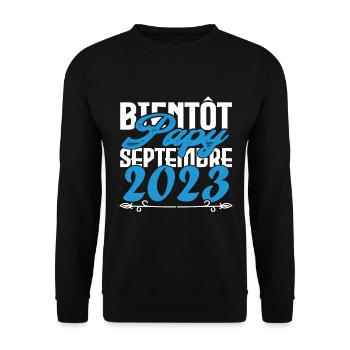 Annonce grossesse. bientôt Papy Septembre 2023. - Sweat-shirt Unisexe - noir - Devant - Alina (178cm) & Michal (187cm)