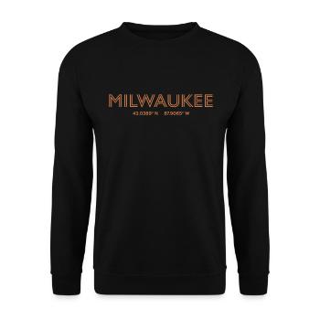 Coordonnées de la ville des États-Unis - Milwaukee - Sweat-shirt Unisexe - noir - Devant - Alina (178cm) & Michal (187cm)
