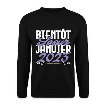 Annonce grossesse. bientôt Sœur Janvier 2023.soeur - Sweat-shirt Unisexe - noir - Devant - Alina (178cm) & Michal (187cm)