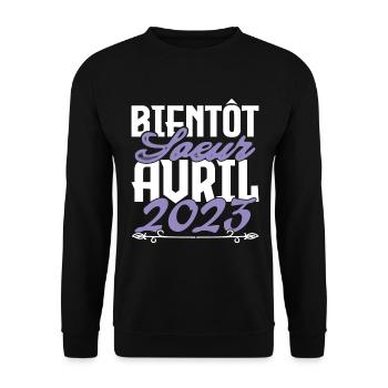 Annonce grossesse. bientôt Sœur Avril 2023.soeur - Sweat-shirt Unisexe - noir - Devant - Alina (178cm) & Michal (187cm)