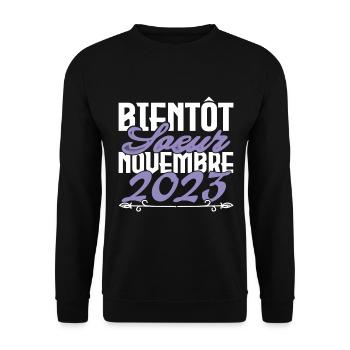 Annonce grossesse. bientôt Sœur Novembre 2023. - Sweat-shirt Unisexe - noir - Devant - Alina (178cm) & Michal (187cm)
