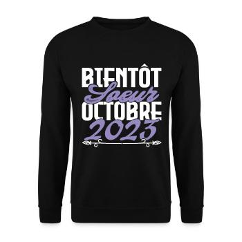 Annonce grossesse. bientôt Sœur Octobre 2023.soeur - Sweat-shirt Unisexe - noir - Devant - Alina (178cm) & Michal (187cm)