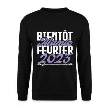 Annonce grossesse. bientôt Mamie Février 2023. - Sweat-shirt Unisexe - noir - Devant - Alina (178cm) & Michal (187cm)
