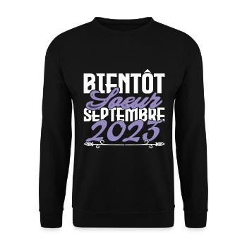 Annonce grossesse. bientôt Sœur Septembre 2023. - Sweat-shirt Unisexe - noir - Devant - Alina (178cm) & Michal (187cm)