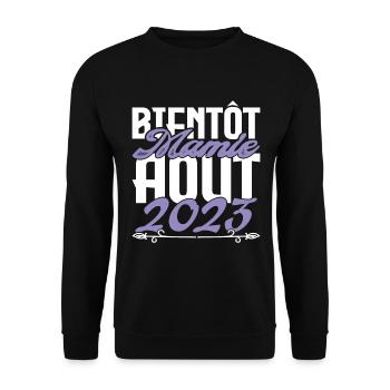 Annonce grossesse. bientôt Mamie Aout 2023. août. - Sweat-shirt Unisexe - noir - Devant - Alina (178cm) & Michal (187cm)
