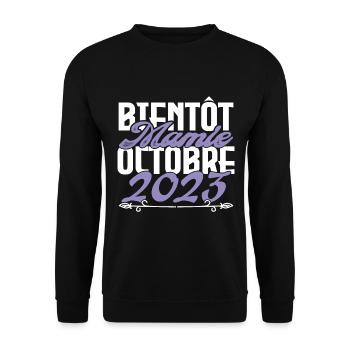Annonce grossesse. bientôt Mamie Octobre 2023. - Sweat-shirt Unisexe - noir - Devant - Alina (178cm) & Michal (187cm)