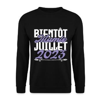 Annonce grossesse. bientôt Mamie Juillet 2023. - Sweat-shirt Unisexe - noir - Devant - Alina (178cm) & Michal (187cm)