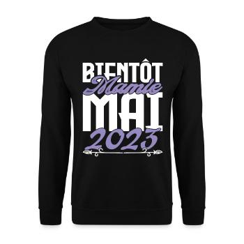 Annonce grossesse. bientôt Mamie Mai 2023. - Sweat-shirt Unisexe - noir - Devant - Alina (178cm) & Michal (187cm)