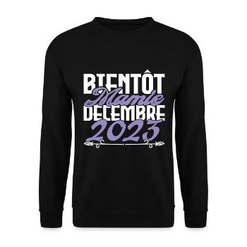 Annonce grossesse. bientôt Mamie Décembre 2023. - Sweat-shirt Unisexe - noir - Devant - Alina (178cm) & Michal (187cm)