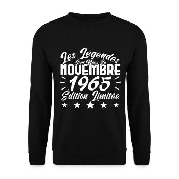 Les Légendes sont Nées En Novembre 1965 Cadeau. - Sweat-shirt Unisexe - noir - Devant - Alina (178cm) & Michal (187cm)