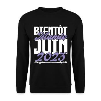 Annonce grossesse. bientôt Mamie Juin 2023. - Sweat-shirt Unisexe - noir - Devant - Alina (178cm) & Michal (187cm)